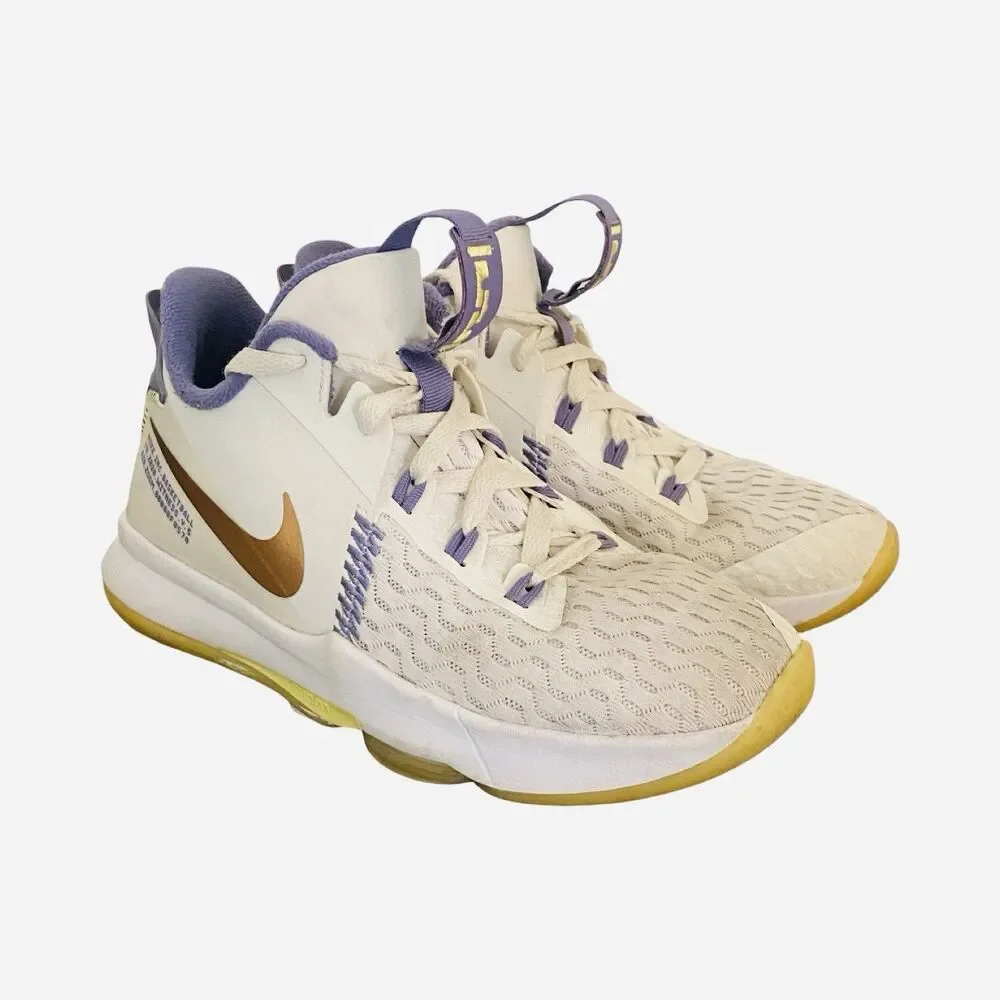 Nike LeBron Witness 5 Size 7 Youth White Purple Summit White CT4629-102